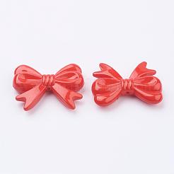 不透明なアクリルビーズ  蝶結び  レッド  サイズ：約36mm長  46 mm幅  厚さ9mm  穴：1mm  約65個/500g&nbsp;MACR-S065-3-1