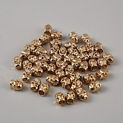 合金ヨーロピアンビーズ  スカル  大穴ビーズ  ゴールドカラー  13x10.5x9.7mm  穴：6.5x6mm&nbsp;FIND-WH0173-410G