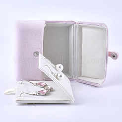 大きなペンダント用のベルベットのジュエリー梱包箱  正方形  ピンク  10.1x10.1x4.6cm&nbsp;CON-WH0085-226A-02