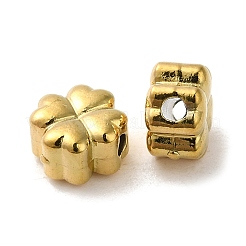 304ステンレススチールビーズ  クローバー  18KGP本金メッキ  6.5x6.5x4mm  穴：1.2mm&nbsp;STAS-I203-35G