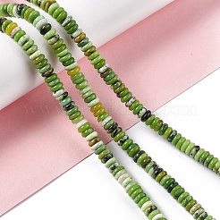 天然の蛇紋石ジェイドビーズ連売り  ロンデル  6~6.5x2~2.5mm  穴：1.2mm  約157個/連  15.31インチ（38.9cm）&nbsp;G-F727-01
