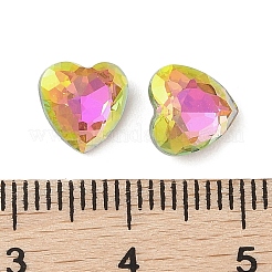 ガラスラインストーンカボション  尖ったバック＆バックメッキ  多面カット  ハート  ミックスカラー  8x8x4mm&nbsp;RGLA-L029-08B