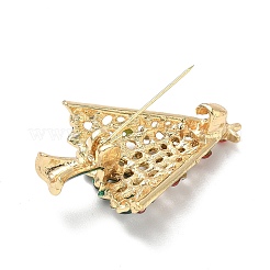 バックパックの服に合うクリスマス合金ラインストーンブローチ  クリスマスツリー  44x29.5mm&nbsp;JEWB-I045-01KCG-01