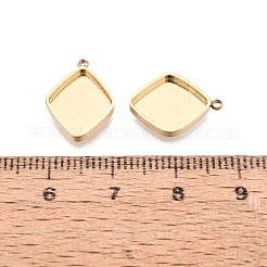 304ステンレススチールペンダントカボション部品  菱形  イオンプレーティング（ip）  18KGP本金メッキ  トレイ：12x10mm  15x11x1.8mm  穴：1~1.2mm&nbsp;STAS-Q113-22B-G