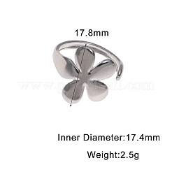 女性用304ステンレススチールカフオープンリング  花  ステンレス鋼色  内径：17.4mm&nbsp;FS-WG26AD2-01