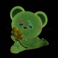 蓄光樹脂のかわいい小さなクマの装飾品  暗闇で光る  マイクロ風景の装飾  ピンク  32x22x32mm&nbsp;RESI-Z008-01C