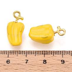 合金エナメルチャーム  ピーマン  ゴールドカラー  ゴールド  20~21x9~10x8.5~9.5mm  穴：2mm&nbsp;ENAM-N062-05C-G