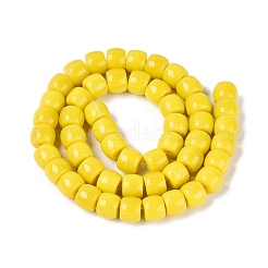 オペークガラスビーズ連売り  コラム  きいろ  9.5~10x8mm  穴：1~1.2mm  約45~49個/連  14.17~16.14インチ（36~41cm）&nbsp;GLAA-Q106-02A-B05
