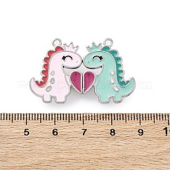 合金エナメルスプリットペンダント  マグネチック  プラチナ  恐竜  23.5x19x6.5mm  穴：1.6mm  2個/セット&nbsp;ENAM-B026-02P-04