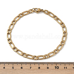 イオンプレーティング（IP）304ステンレススチールフィガロチェーンブレスレット  カニカン付き  ゴールドカラー  8-1/4インチ（21cm）  5mm&nbsp;BJEW-L637-04A-G