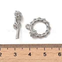 真鍮製マンテル  花  カドミウムフリー＆ニッケルフリー＆鉛フリー  プラチナメッキ  リング：17.5x16.5x4mm  穴：1.6ミリメートル;バー：22x8x8ミリメートル  穴：1.8mm&nbsp;KK-M270-20P