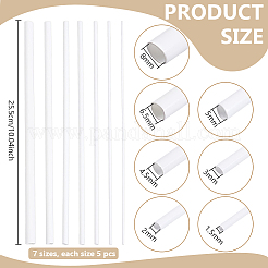 35個 7スタイル ABSプラスチック中空パイプ  ラウンド  ホワイト  255x2~10mm  内径：1.5~8mm  5個/スタイル&nbsp;DIY-PH0039-03