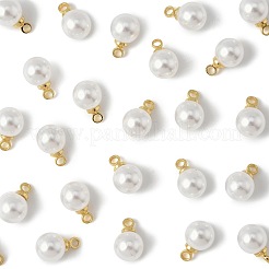ABSプラスチック模造真珠チャーム24個  真鍮パーツ  ラウンド  18KGP本金メッキ  10x6x6mm  穴：1.6mm&nbsp;KK-FS0001-78