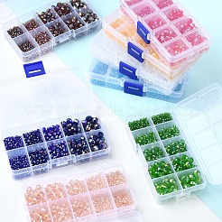 5 スタイル電気メッキガラスビーズ  ABカラーメッキ  多面カット  ロンデル  薄緑  3~10x2~8mm  穴：0.4~1mm&nbsp;EGLA-YW0003-86