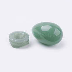 天然の緑のアベンチュリンディスプレイ装飾  ベース付き  卵形の石  56mm  卵：47x30mm&nbsp;DJEW-G018-03