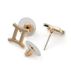 12つの星座/星座合金スタッドピアス  耳ナッツ  ゴールドカラー  双子座  9x13x1.5mm  ピン：0.6mm&nbsp;EJEW-B025-01G-I