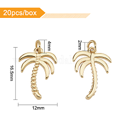 真鍮製ペンダント20個  丸カン付き  ヤシ  18KGP本金メッキ  16.5x12x2mm  丸カン：4x1ミリ  穴：2mm&nbsp;KK-BC0004-99