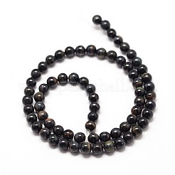 天然ブルータイガーアイ（染色＆加熱）ラウンドビーズ連売り  12mm  穴：1mm  約34個/連  16インチ&nbsp;G-P072-37-12mm