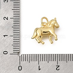 真鍮チャーム  馬のチャーム  ラックめっき  長持ちメッキ  カドミウムフリー＆鉛フリー  18KGP本金メッキ  13.5x16x5.5mm  丸カン：5x0.8ミリ  内径：3.2mm&nbsp;KK-Z155-04G-04