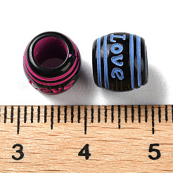 スプレープリントの不透明アクリルヨーロピアンビーズ  大穴ビーズ  ワード愛とバレル  ミックスカラー  9x8mm  穴：5mm  約2000個/500g&nbsp;SACR-P031-33B