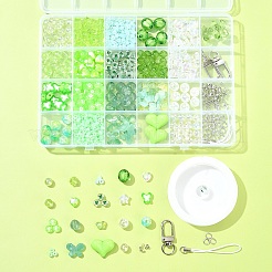 DIY携帯ストラップ作成キット  亜鉛合金製回転留め具とアクリルビーズを含む  グリーン  10x4mm  穴：1.5mm&nbsp;DIY-FS0008-66