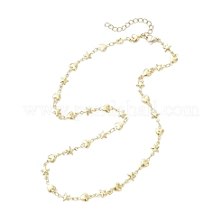 304ステンレススチール製ハートスターリンクチェーンネックレス  ゴールドカラー  16.54インチ（42cm）&nbsp;NJEW-JN05618