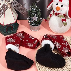 布製椅子脚床プロテクター  椅子の脚カバー  クリスマススノーフレーク模様  暗赤色  405x160x13mm&nbsp;AJEW-WH0329-93