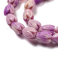 合成サンゴ染めビーズ連売り  マグノリアの花  スミレ  10~10.5x8mm  穴：1mm  約25個/連  9.84''（25センチメートル）&nbsp;CORA-P008-04A-02