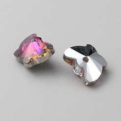 ファクトガラスペンダント  蝶のチャーム  マゼンタ  7.5x10x5mm  穴：1.2mm&nbsp;GLAA-WH0031-59A-05