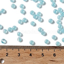 ガラスシードビーズ  セイロン  丸い穴  ラウンド  ダークターコイズ  4x3mm  穴：1.5mm  333個/ 20g&nbsp;X1-SEED-H002-E-A1411