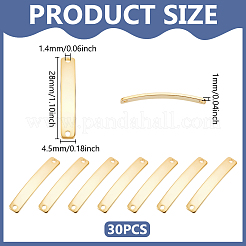 201ステンレススチールリンク/コネクター30個  カーブ四角形  空白タグのスタンプ  18KGP本金メッキ  28x4.5x1mm  穴：1.4mm&nbsp;STAS-UN0063-28
