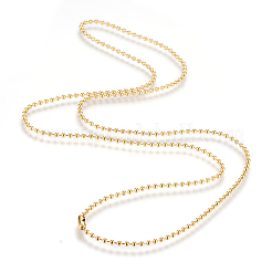 304ステンレススチールボールチェーンネックレス  ゴールドカラー  23.6インチ（60cm）x2.3mm&nbsp;LS-MAK-R012-01G