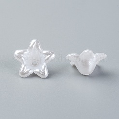 アクリルビーズ  ホワイト  花  直径12.5mm  長さ7mm  穴：1mm。 1000個/袋&nbsp;PL128Y-3
