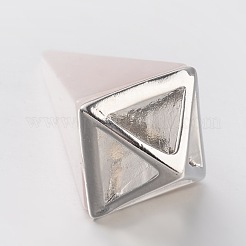 天然ローズクォーツポイントペンデュラムペンダント  プラチナメッキ真鍮パーツ  30~34x15x15mm  穴：5x6mm&nbsp;X-G-E301-06P