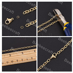 DIY チェーン ブレスレット ネックレス メイキング キット  真鍮製アズキチェーンを含む  304ステンレススチール留め具と丸カン  18KGP本金メッキ  チェーン：5m/バッグ&nbsp;DIY-BBC0001-16