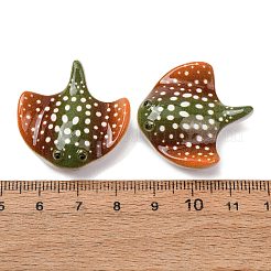オペーク樹脂カボション  マンタレイ  グリーン  31x30x10mm&nbsp;RE-CBAA327-07