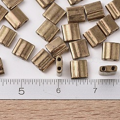 MIYUKIティラビーズ  日本製シードビーズ  2穴  （TL457)メタリックダークブロンズ  5x5x1.9mm  穴：0.8mm  約590個/50g&nbsp;SEED-X0054-TL0457