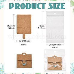 リング用長方形折りたたみ紙ジュエリーディスプレイカード50枚  50個のOPPプラスチックバッグ付き  ペルー  10.8x6x0.05cm&nbsp;CDIS-FS0001-31C