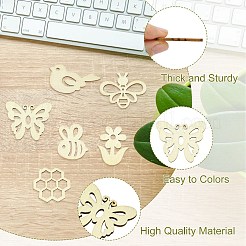 未完成の木片の装飾  DIYクラフト用品  混合図形  パパイヤホイップ  21~29x23~34x2mm  約100個/セット&nbsp;WOOD-CJC0012-07