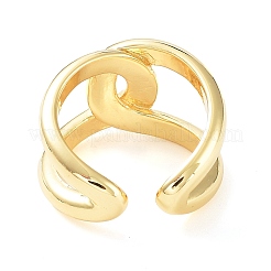 女性用真鍮ノットオープンカフリング  カドミウムフリー＆鉛フリー  18KGP本金メッキ  内径：18mm&nbsp;RJEW-D016-09G