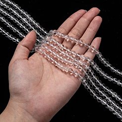 天然石クオーツクリスタルビーズ連売り  木綿糸で  ラウンド  6mm  穴：1mm  約60個/連  14.76インチ（37.5cm）&nbsp;G-H236-05A-6mm