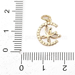 真鍮製マイクロパヴェキュービックジルコニアチャーム  丸カン付き  18KGP本金メッキ  蝶  13.5x11.5x3mm  穴：3.5mm&nbsp;LS-KK-Q096-15C-G
