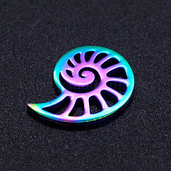 イオンプレーティング(IP) 201 ステンレススチールフィリグリージョイナー  巻き貝  虹色  11x14x1mm&nbsp;STAS-Q201-JN207