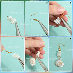 合成ターコイズとシェルのイヤリング作りキット  ミックスカラー  4~40x0.5~26x0.5~10mm  穴：0.6~3mm&nbsp;DIY-SC0028-98