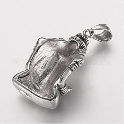 304ステンレスペンダント  藩主のガネーシャ  ミックスカラー  42x23x14mm  穴：5x8mm&nbsp;STAS-P137-15