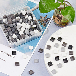 ガラスカボション  モザイクタイル  家の装飾やdiyの工芸品  正方形  ミックスカラー  12x12x6mm  約190~224個/箱&nbsp;GLAA-PH0007-92
