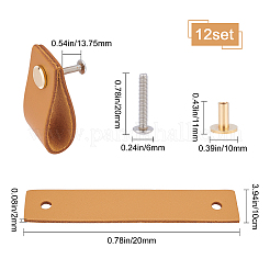 長方形の革の引き出しハンドル  鉄ネジ付き  ペルー  20x100x2mm&nbsp;AJEW-WH0251-71A