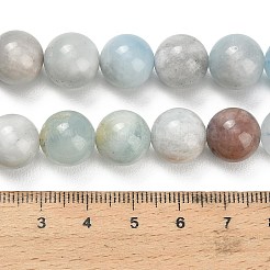 天然石アクアマリンビーズ連売り  ラウンド  スムーズ  11.5~12.5mm  穴：1.2mm  約31~32個/連  15.04''~15.20''（38.2~38.6センチメートル）&nbsp;G-F591-29A-12mm-02