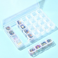透明プラスチック2グリッドビーズコンテナ28個。  独立したボトルと蓋付き  各行7グリッド  長方形  透明  17.4x10.7x2.7cm&nbsp;CON-CJ0001-20