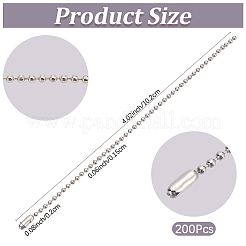 鉄製吊り下げタグチェーン200個  プラチナ  10.2x0.2cm  ビーズ：1.5mm&nbsp;FIND-SP0005-63